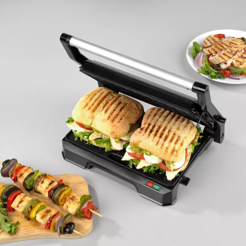 Elektrische 2-in-1 gezondheidsgrill Progress EK5854PVDE met antiaanbakplaten en instelbare temperatuur