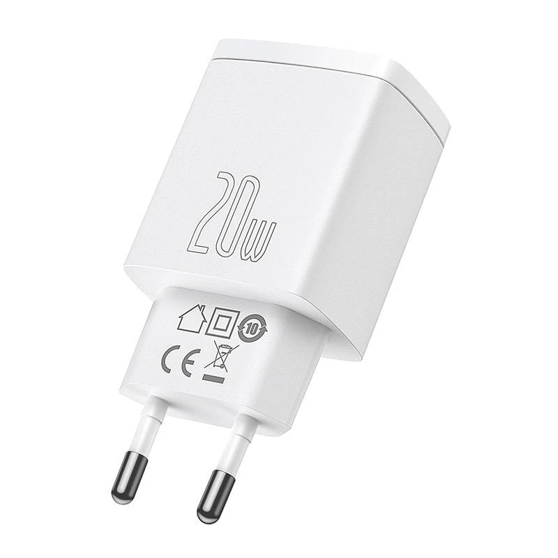 Wandlader Baseus Compact 1x USB-A + 1x USB-C 3A, compacte reisadapter