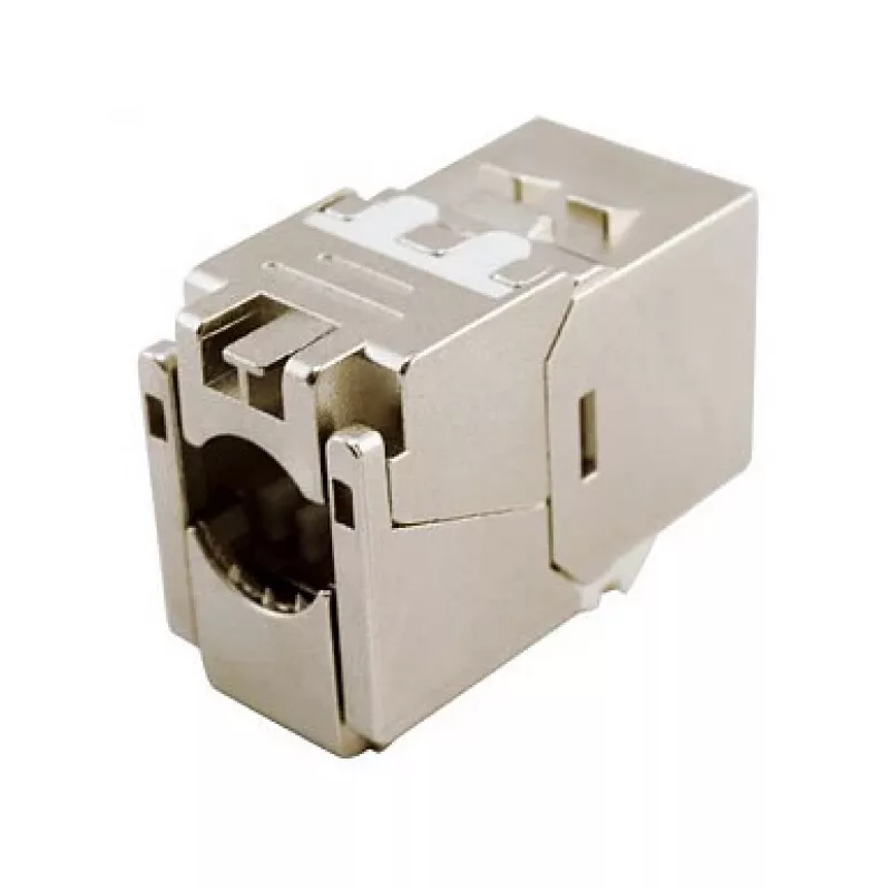 Afgeschermde Cat.6A slanke Keystone Jack, EQUIP 767223, gereedschapsloos, RJ-45, plat, zilver, 8 stuks