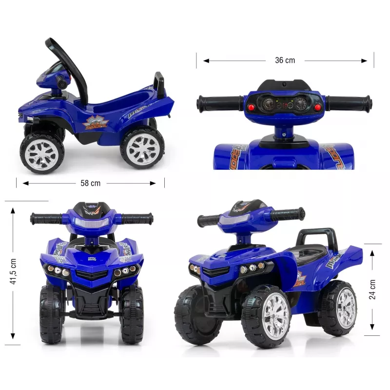 Loopvoertuig Milly Mally Ride-on Monster Navy — kinderzit-loopvoertuig, lage zithoogte