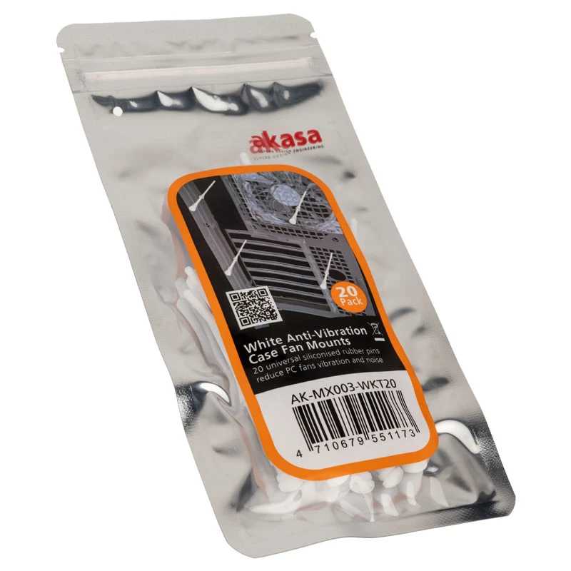 Akasa AK-MX003-WKT20 antivibratie PC-ventilatorbevestigingen, wit, 20-pack