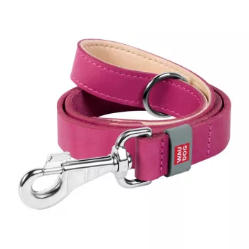 WAUDOG hondenriem van natuurlijk leer, 20 mm breed, 122 cm lang, roze