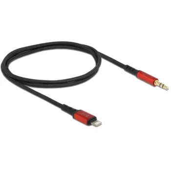 Delock - kabel Lightning naar koptelefoonaansluiting - Lightning male naar mini-phone stereo 3,5 mm male - 50cm - zwart, rood (86586)