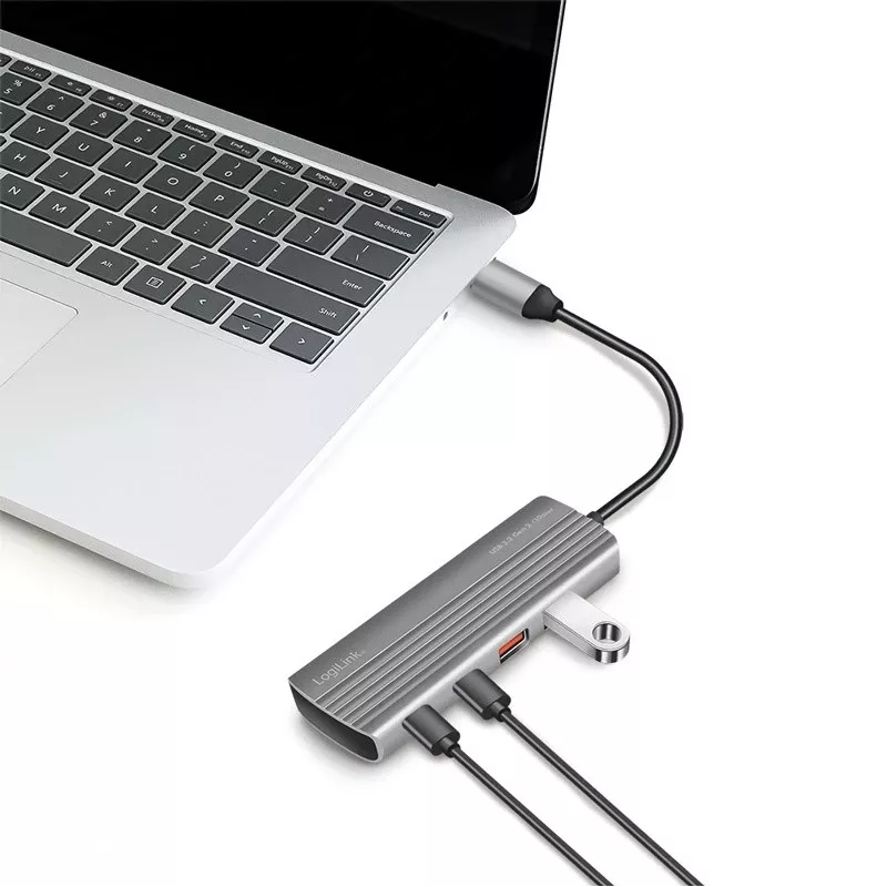 LogiLink USB 3.2 Gen2-hub 7+1-poorts 2x USB-A 5x USB-C PD 100W aluminium