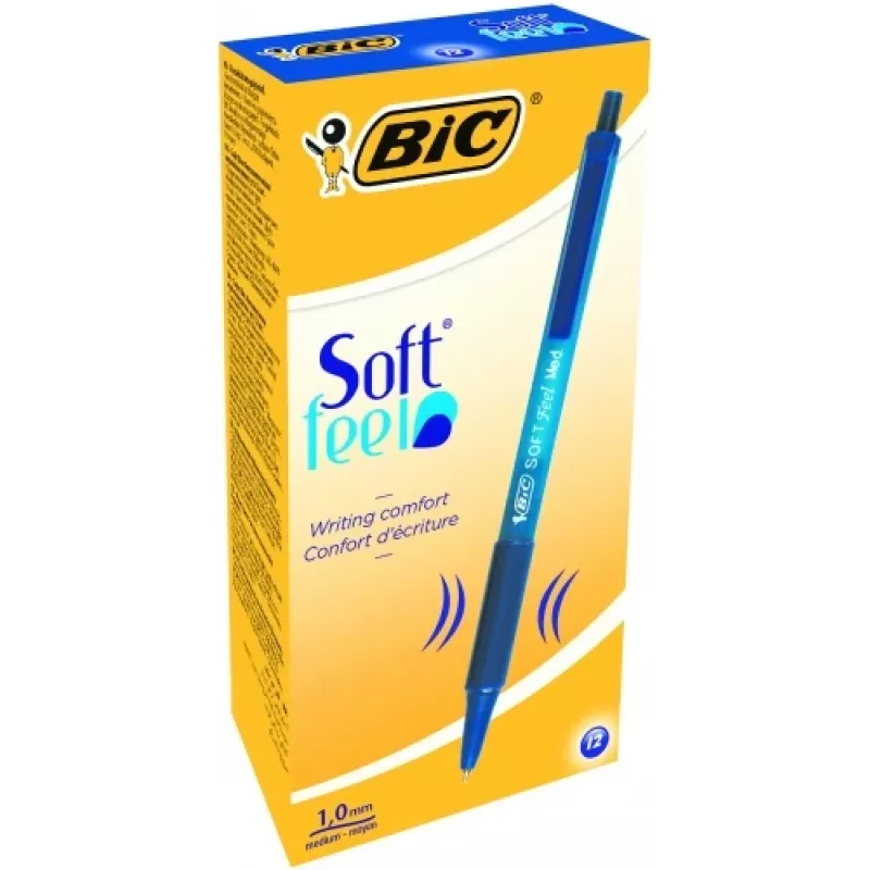 BIC balpen SOFTFEEL CLIC 0,32 mm, blauw, doos 12 stuks 914346