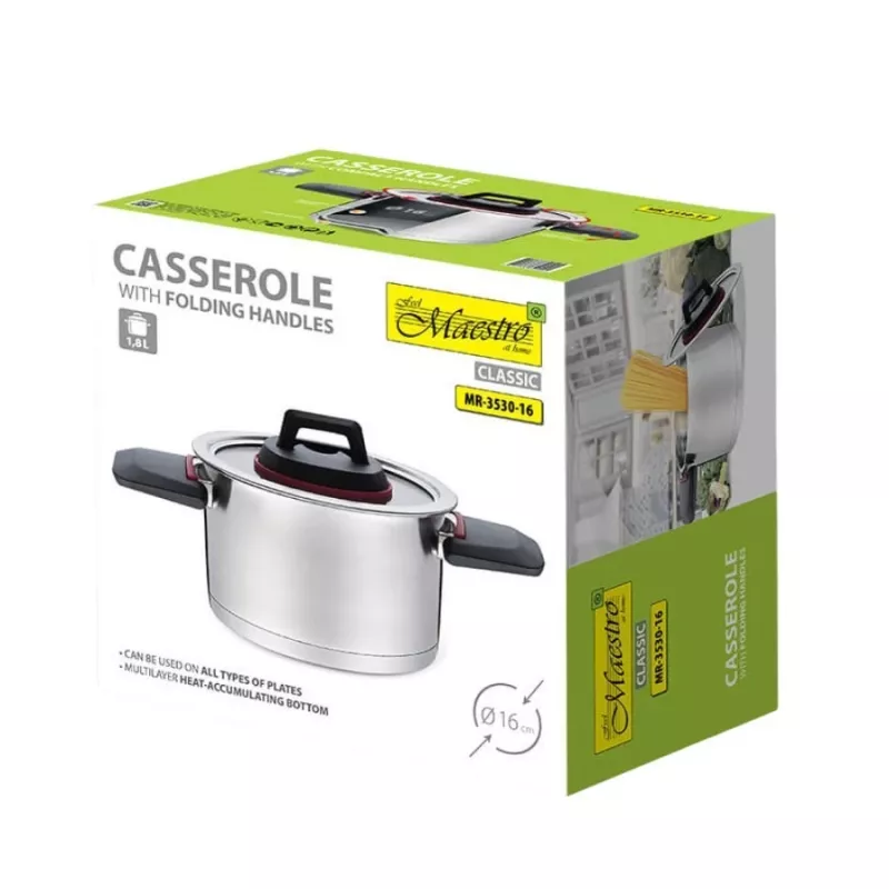 Maestro MR-3530-16 pan met opvouwbare handgrepen 1,6 l
