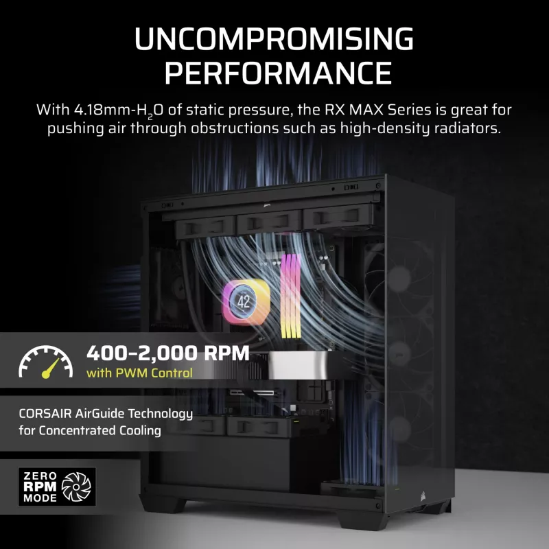 Corsair iCUE LINK RX120 MAX 120mm behuizingsventilator - zwart