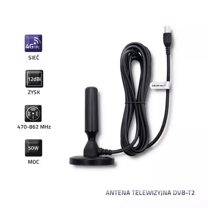 Binnen-TV-antenne QOLTEC 57016 DVB-T2 – compact ontwerp voor digitale terrestrische ontvangst