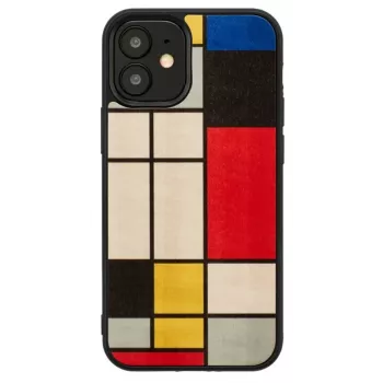 Telefoonhoesje Man and Wood voor iPhone 12 mini — houten achterkant, zwarte rand