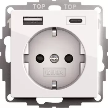Gira SCHUKO USB-contactdoos, 2-voudig, zuiver wit, model 245903