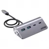 USB-hub Unitek H1337AGY01 – 4 poorten (2×USB-C, 2×USB-A), tot 5 Gbit/s per poort, aluminium, zilver
