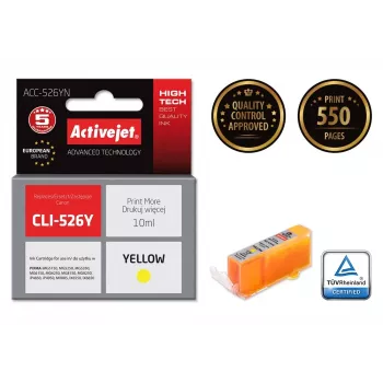 Activejet ACC-526YN inktpatroon (vervanger voor Canon CLI-526Y; Supreme; 10 ml; geel)