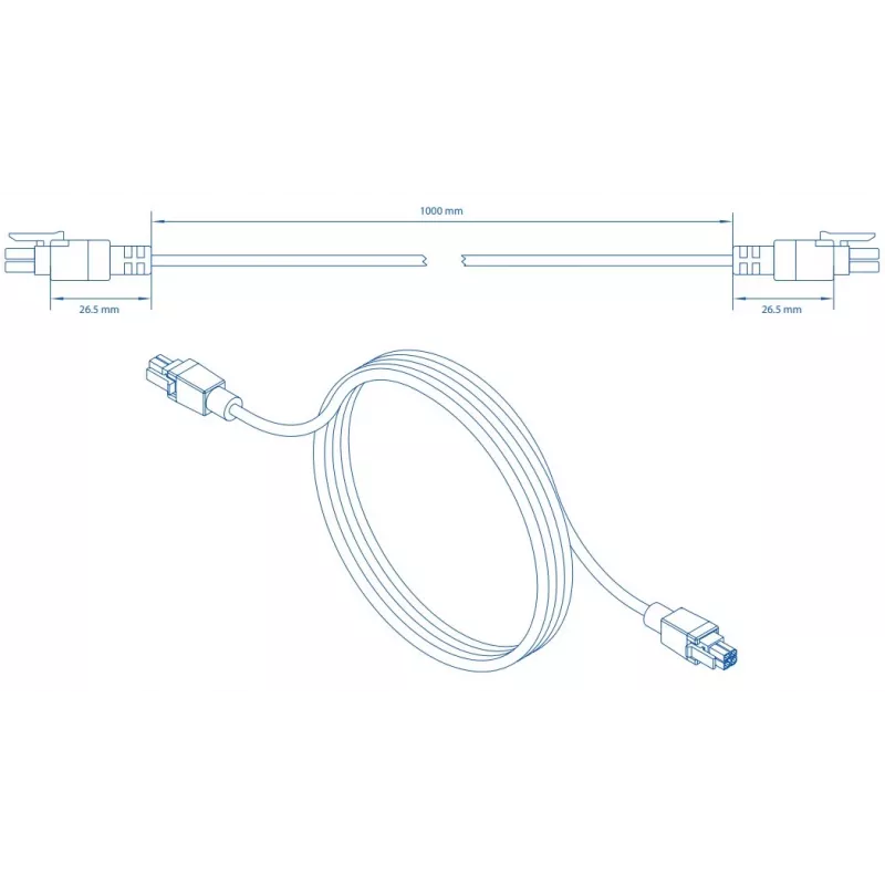 Teltonika 4-pin-naar-4-pin-stroomkabel, Zwart, 1 m, ingangsspanning 30 V, ingangsstroom 2 A