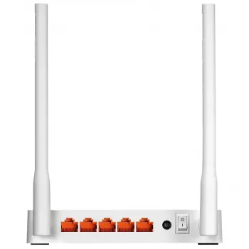 Tafelrouter TOTOLINK N300RT — single-band 2,4 GHz Wi‑Fi 4, 300 Mbit/s, 5x RJ-45 Fast Ethernet-poorten, 2 externe 5-dBi-antennes