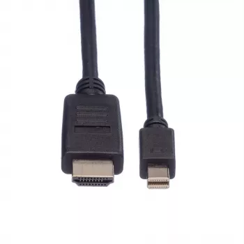 ROLINE - video-/audiokabel - DisplayPort / HDMI - 32 AWG - mini DisplayPort (M) - HDMI, 19-polig (M) - 3 m - afgeschermd - zwart (11.04.5792)