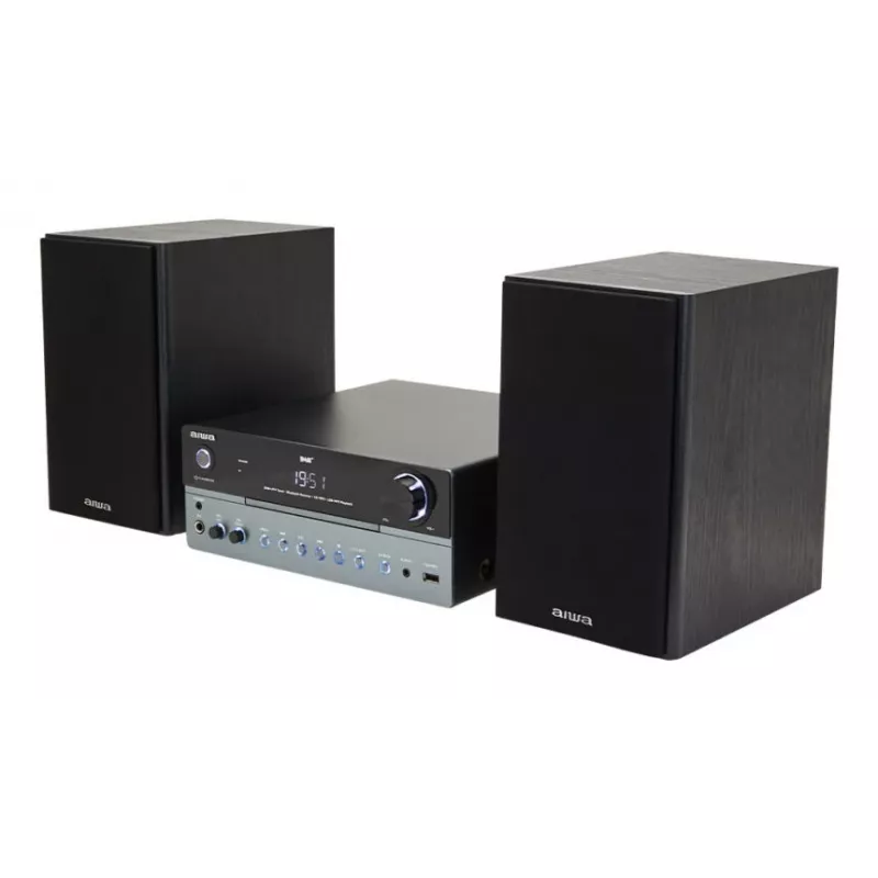 Home-audio-microsysteem Aiwa MSBTU-700DAB — 25 W RMS, DAB+/FM, Bluetooth 10 m, cd-lade, LED-display, zwart/arctisch blauw