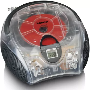 Draagbare radio met cd-speler Lenco SCD-24TR — FM, 4W uitgang, LCD, telescoopantenne, net-/batterijvoeding, 6×C-batterijen