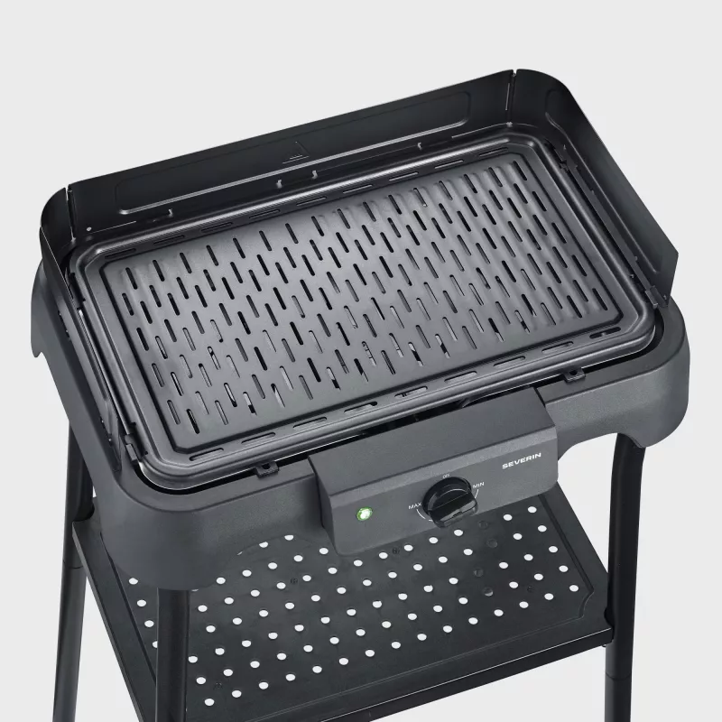 SEVERIN PG 8596 tafel-elektrogrill, 2000 W, rechthoekig rooster, zwart, draaiknop