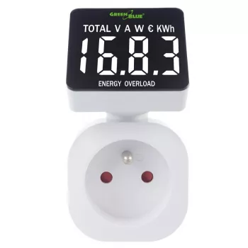 Energie-wattmeter GreenBlue GB620E voor 220V-net, max. 16 A, insteekbare stroom-/energiemeter