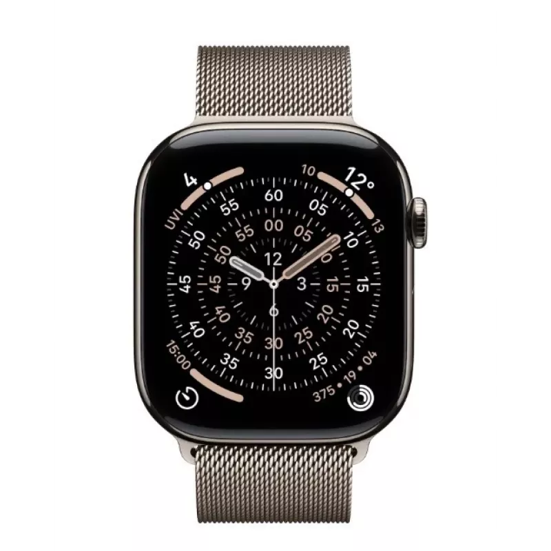Apple Watch Series 11 GPS + Cellular 42mm Natural Titanium behuizing met Natural Milanese Loop
