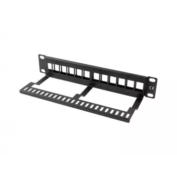 Rack-blindplaat LANBERG PPKS-9112-B, 12-poorts, 1HE, metaal, grijs, 254×44,5×99,3 mm