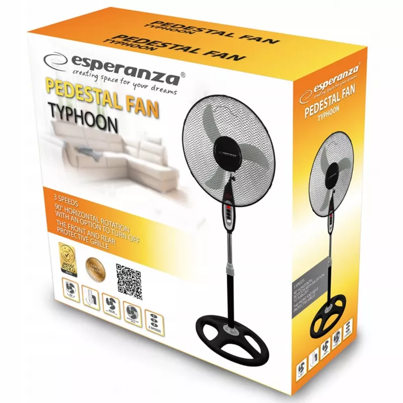 Esperanza EHF002KE, 16 '' staande ventilator, zwart en grijs