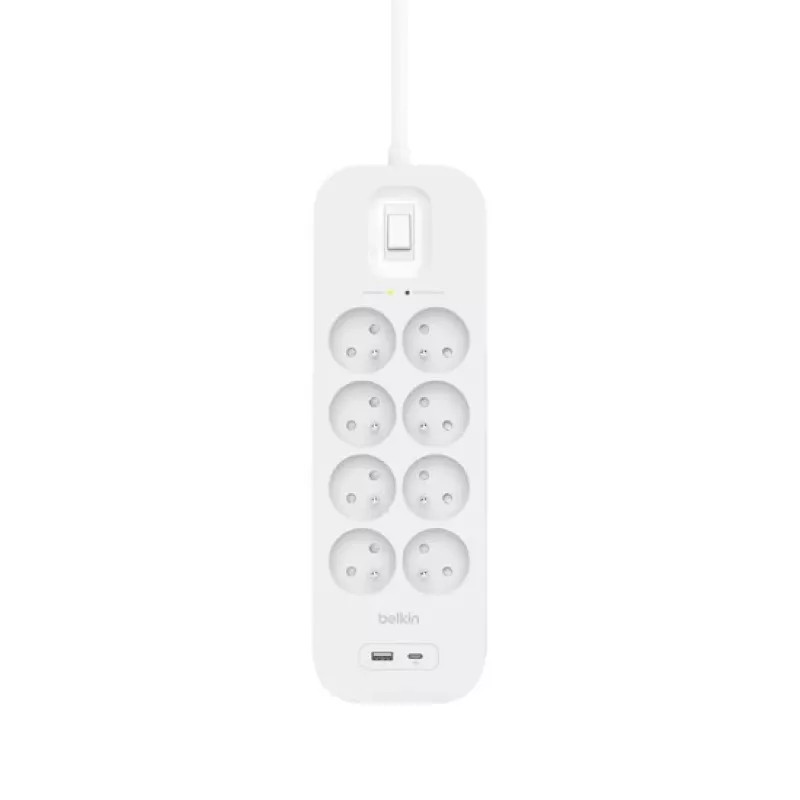 Overspanningsbeveiliging Belkin SRB003CA2M 8 AC-stopcontacten 900 J wit 2 m