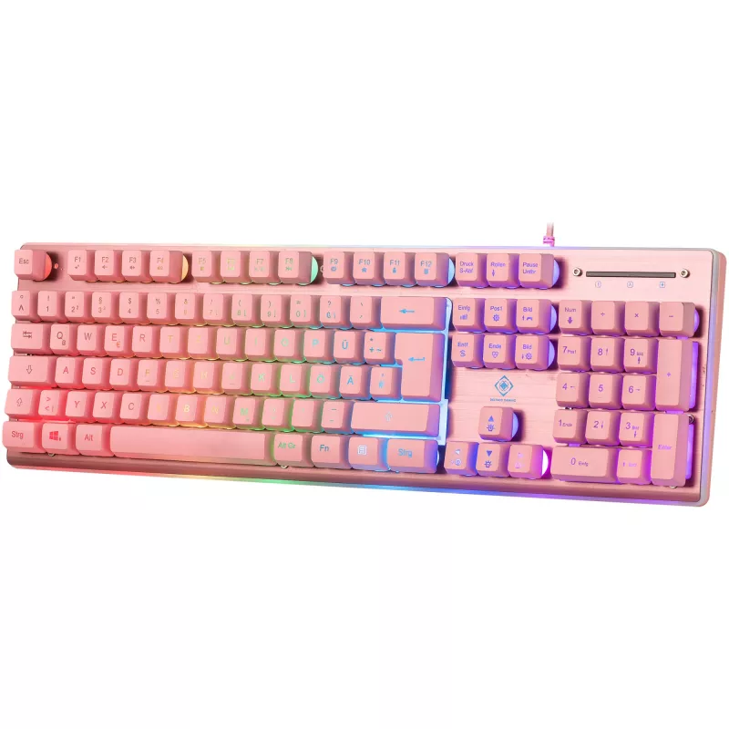 Deltaco GAM-021-RGB-P-DE - volledige grootte (100%) - USB - membraantoetsenbord - QWERTZ - roze