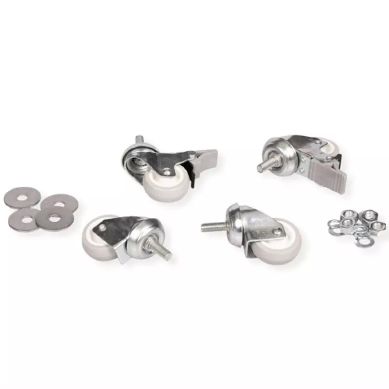 Zwenkwielen voor wandbehuizing ROLINE, stalen behuizing, draagvermogen 250 kg, 4-pack