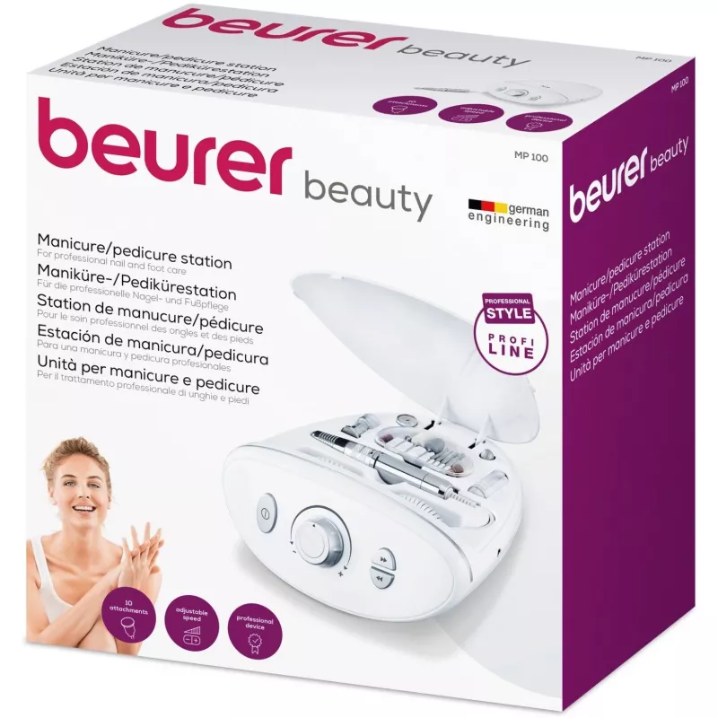 Manicure-pedicureset Beurer MP 100 nagelverzorging – elektrisch manicure-/pedicureapparaat, wit