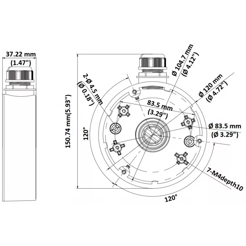 Aansluitdoos Hikvision DS-1280ZJ-DM46 (zwart)