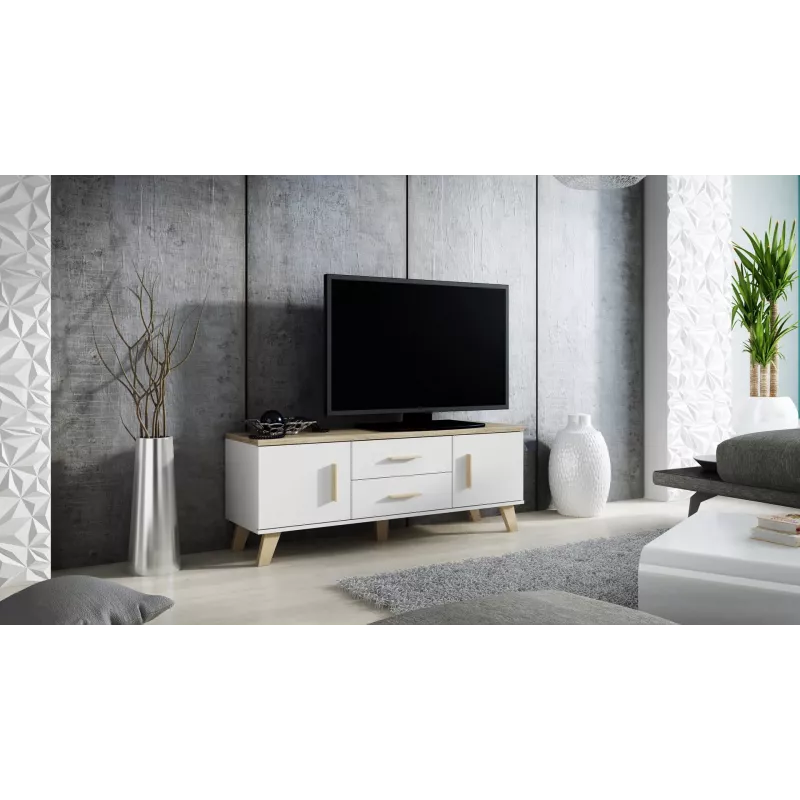 Cama tv-standaard LOTTA 140cm wit + sonoma eiken