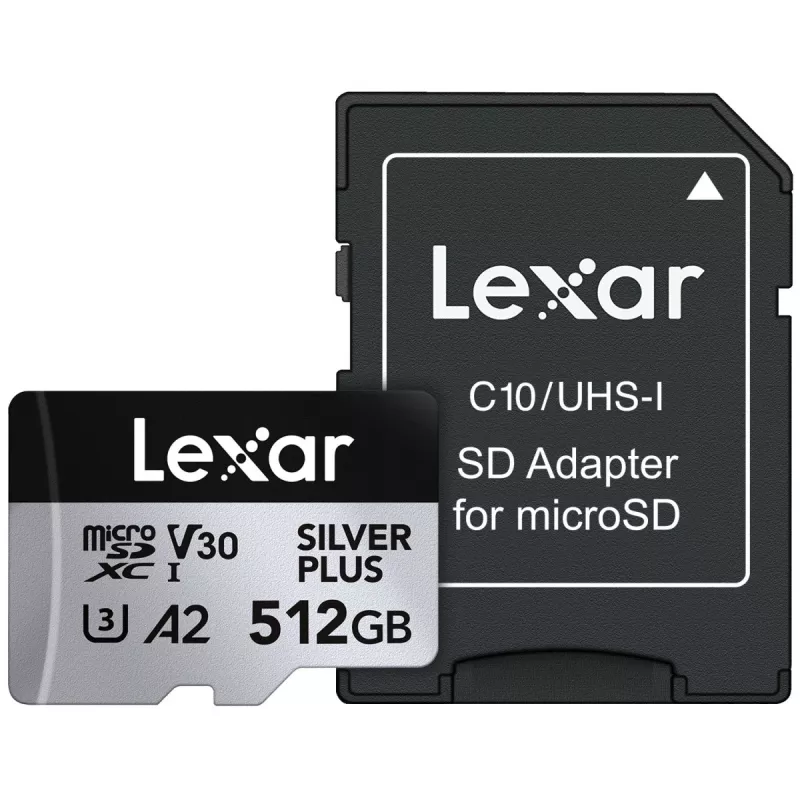 Flashgeheugen Lexar 512 GB UHS-I microSDXC SILVER PLUS