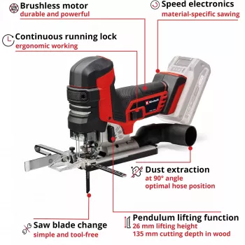 Professionele accu-decoupeerzaag TP-JST 18/135 Li BL - Solo, 18 volt (rood/zwart, zonder accu en oplader)
