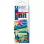 Staedtler Design Journey Around the World Europa 3001 C6-1 dubbelzijdige viltstiften, 6 st.