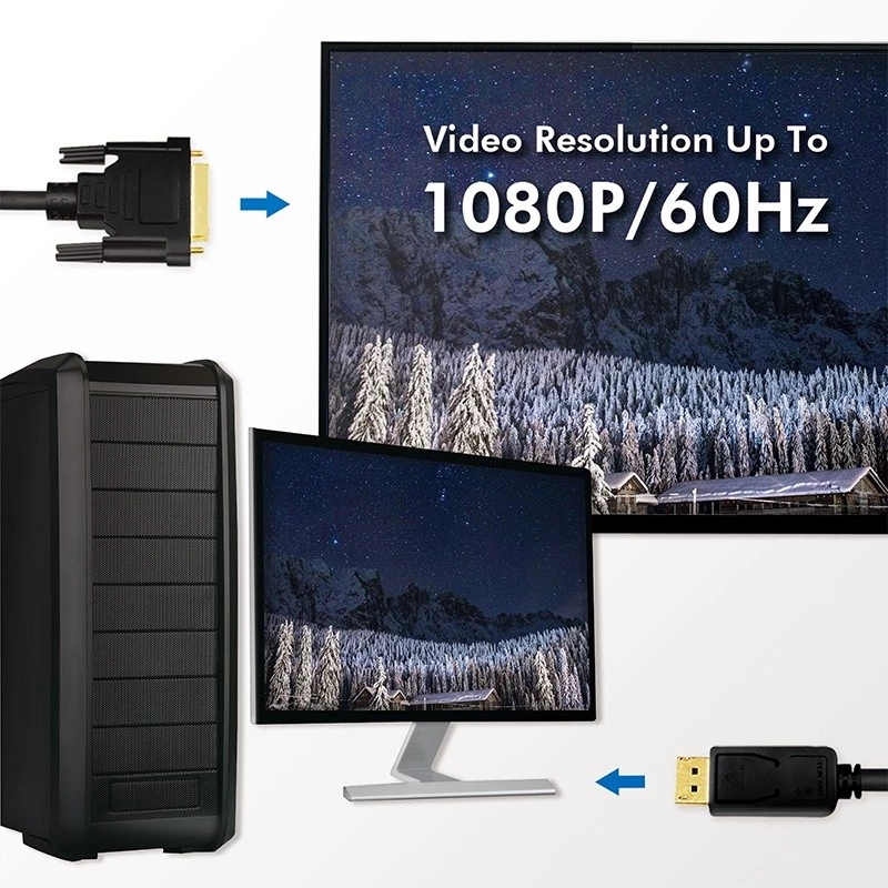 Videokabel-adapter LogiLink CV0131 2 m DisplayPort DVI zwart