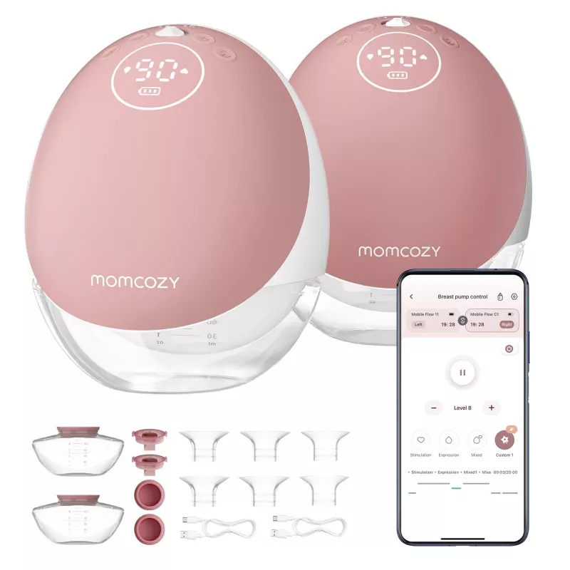 Momcozy M9 dubbele elektrische borstkolf rood, 150ml