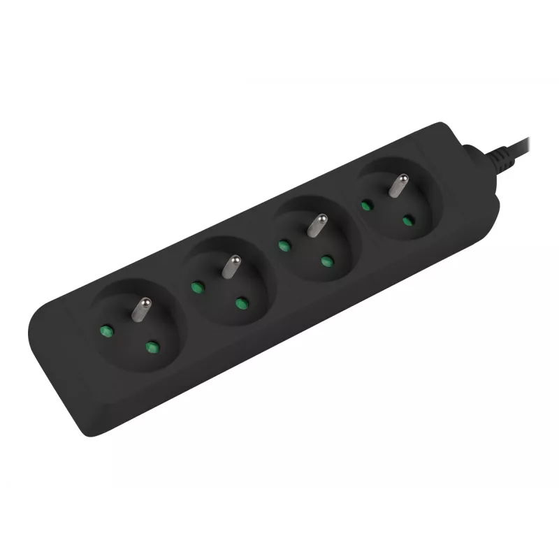 Verlengsnoer Lanberg PS0-04E-0100-IEC-BK 1 m 4 stopcontacten binnen zwart