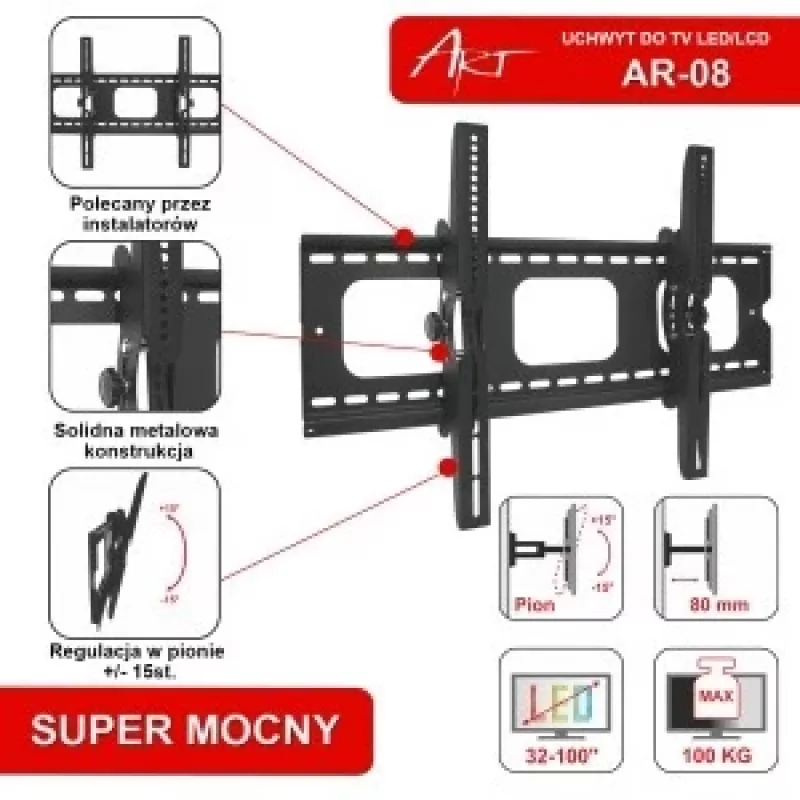 Houder ART AR-08 (60-100; max. 100 kg) zwart
