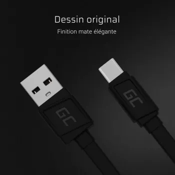 USB-A-naar-USB-C-kabel Grün Cell KABGC03 — 0,25 m, zwart, 480 Mbit/s