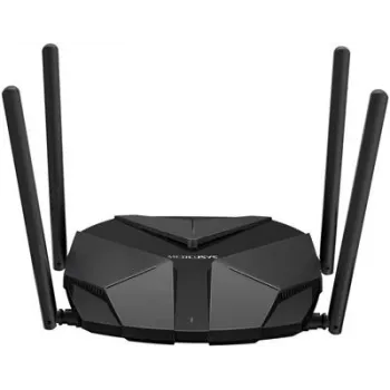 Tafelrouter MERCUSYS MR85X AX3000 dualband‑Wi‑Fi 6, 3000 Mbit/s, 4 antennes, 3 Gigabit‑LAN‑poorten, zwart