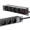 Qoltec aluminium PDU voor 10'' RACK | 1U | 16A | 4xFRANS | 1,8m