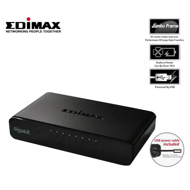 Edimax ES-5800G V3 netwerkswitch unmanaged Gigabit Ethernet (10/100/1000) zwart