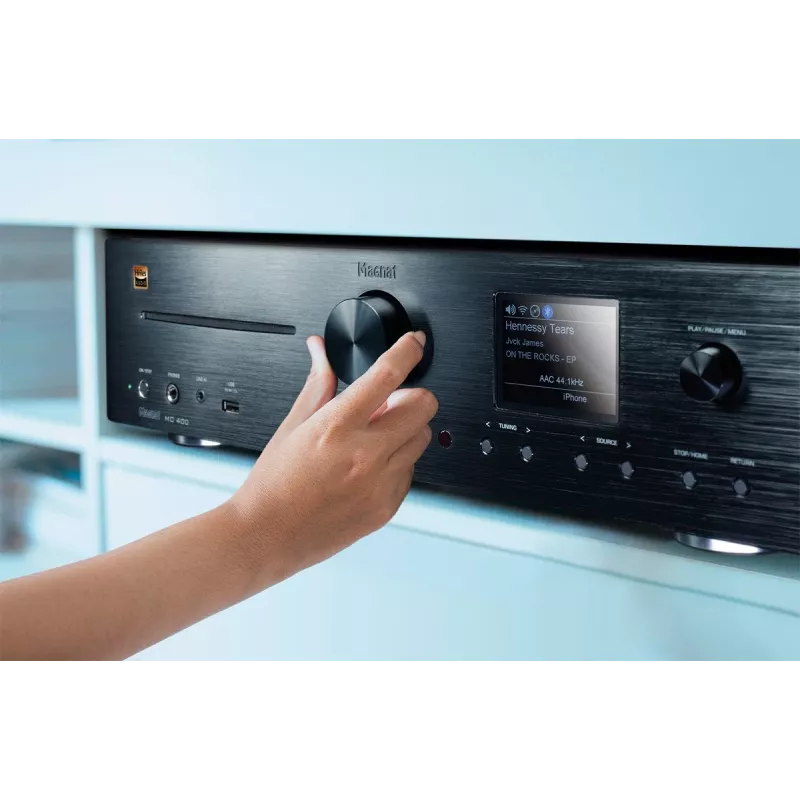 Stereo-receiver Magnat MC 400 — 2.0 kanalen, 40 W per kanaal, cd-speler, Wi-Fi, Bluetooth, DAB/FM, ethernet (zwart)