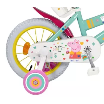 Kinderfiets Toimsa Peppa Pig 14-inch wielen, groen, voor ca. 3–5 jaar, voor- en achtervelgremmen, luchtbanden