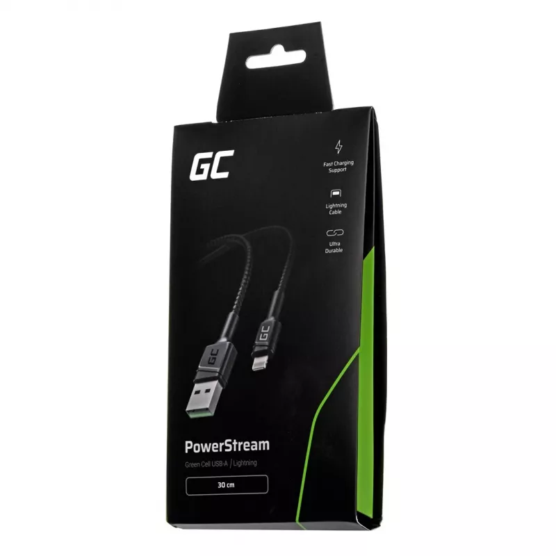Green Cell KABGC24 Lightning-kabel 0.3 m zwart