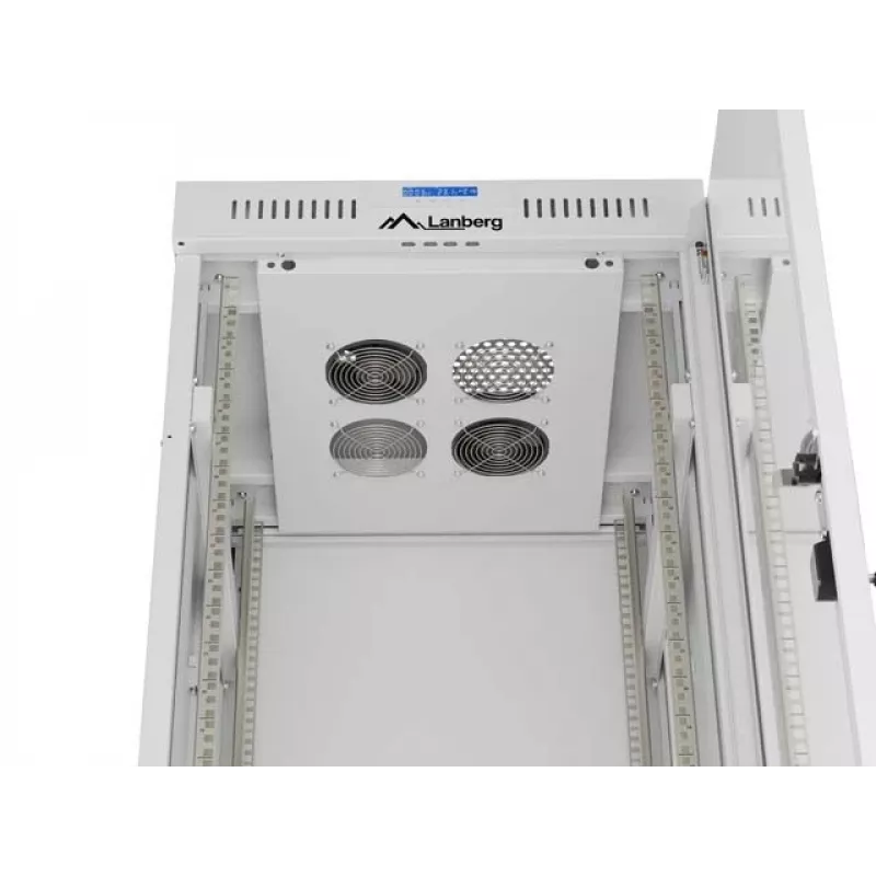 LANBERG 19 inch 32U staande serverrackkast 600×600 mm grijs met geperforeerde deuren en LCD (flat pack)
