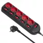 Verlengsnoer MACLEAN MCE204 1,5 m kabel, 5 AC-stopcontacten, binnen, zwart/rood
