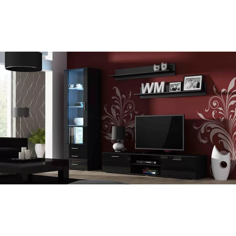 Cama tv-standaard SOHO 180 zwart/zwart glanzend