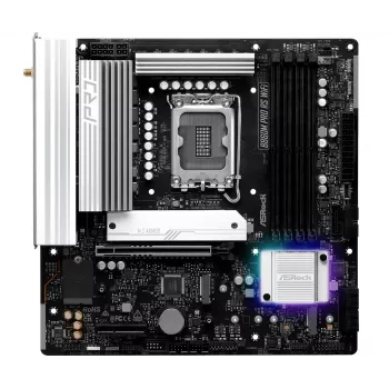 Moederbord ASRock B860M Pro RS WiFi — Intel B860, LGA 1851, micro ATX, DDR5, 4 DIMM, 3x M.2, 2.5Gb LAN, Wi‑Fi, Bluetooth